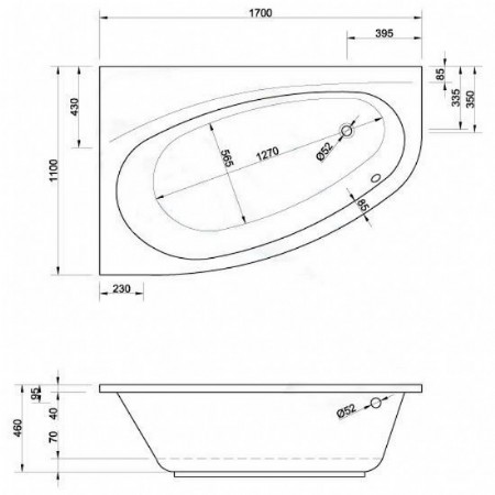 Badewanne Modell Kameleon links